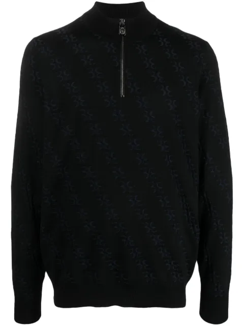 Billionaire monogram-jacquard knitted jumper Black WACCMKO1283BKN001N