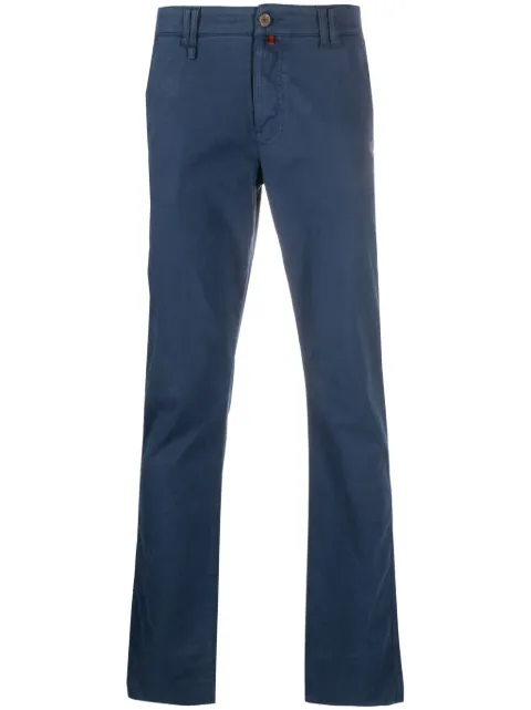 Billionaire logo-embroidered chino trousers Blue WACCMDT3607BTE001N