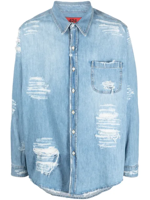 424 distressed denim shirt Blue 34424EJ10236063