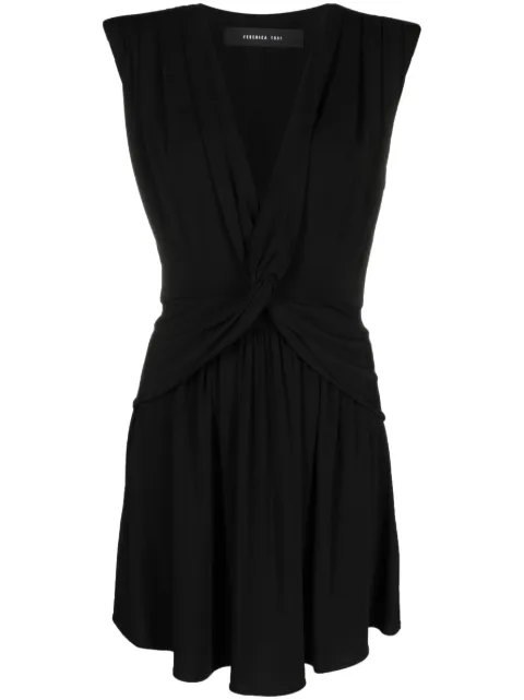 Federica Tosi knot-detail V-neck dress Black FTE23AB0120VI0131