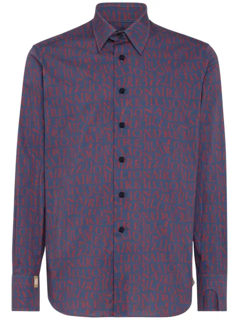 Billionaire logo-print stretch-cotton shirt Blue WACCMRP2063BTE004N