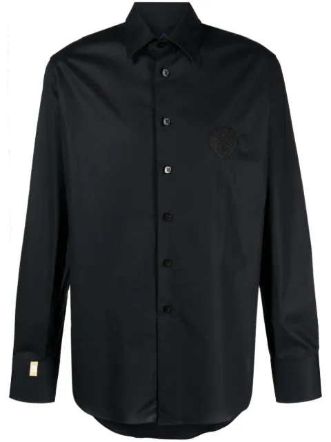 Billionaire logo-embroidered poplin shirt Black WACCMRP2060BTE004N