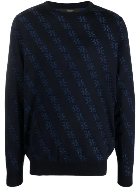 Billionaire monogram-jacquard knitted jumper Blue WACCMKO1281BKN001N