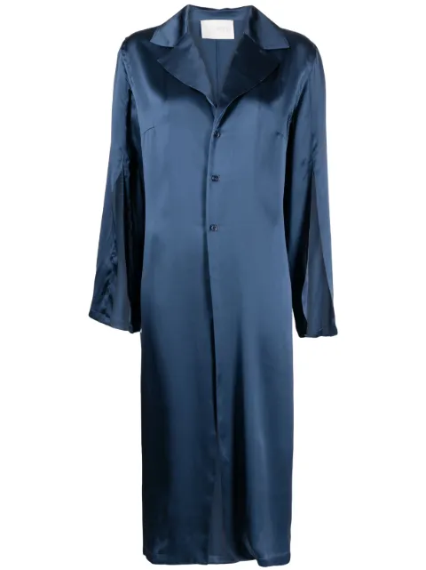 WOERA notched-collar silk shirt Blue N1042