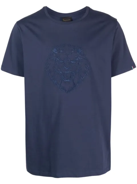 Billionaire lion-embroidered cotton T-shirt Blue WACCMTK6489BTE014N