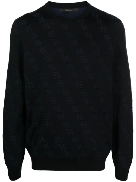 Billionaire monogram-jacquard knitted jumper Black WACCMKO1281BKN001N