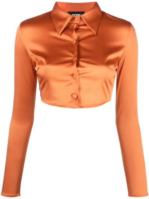 GCDS cropped satin shirt Orange SS23W240801