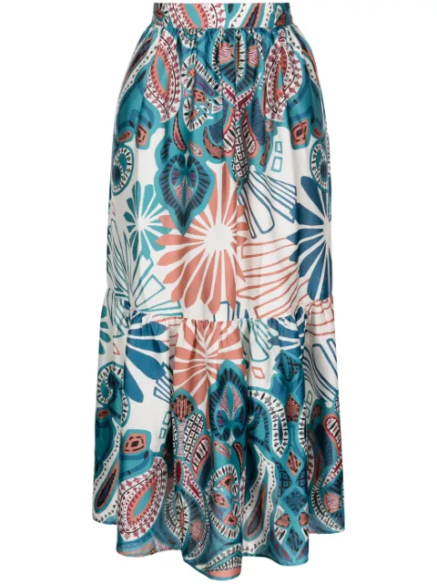 Ba&Sh botanical-print flared skirt Blue 1E23JANE