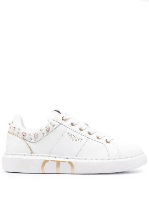 TWINSET pearl-embellished low-top sneakers White 231TCP060