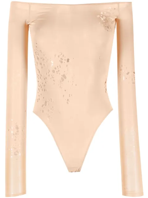 MM6 Maison Margiela off-shoulder long-sleeved bodysuit Neutrals S62NA0061S24361