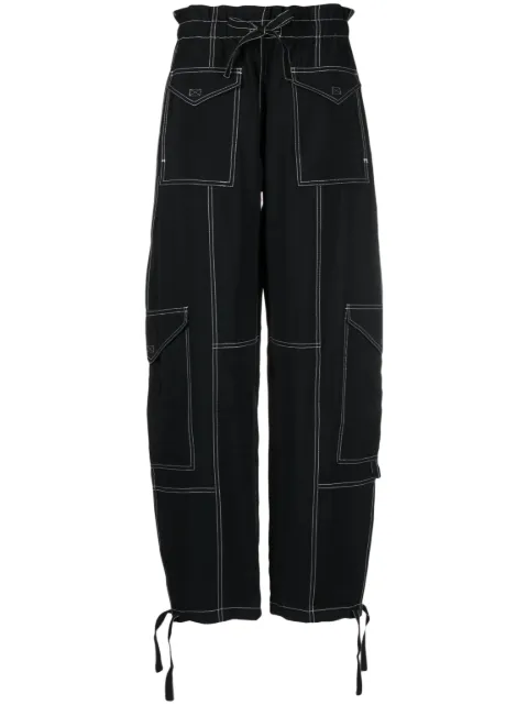 GANNI topstitch cargo trousers Black F8069