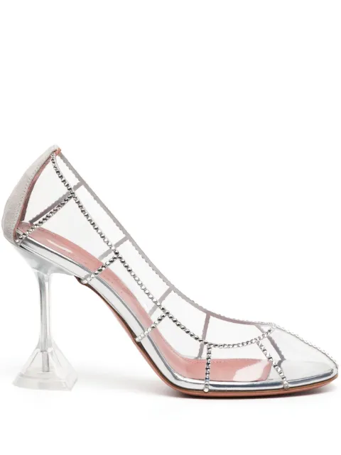 Amina Muaddi Kitty crystal-embellished pumps Silver KITTYPUMPCL