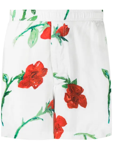 Endless Joy elasticated-waistband rose-print shorts White SS23ROMANCEECRUBS