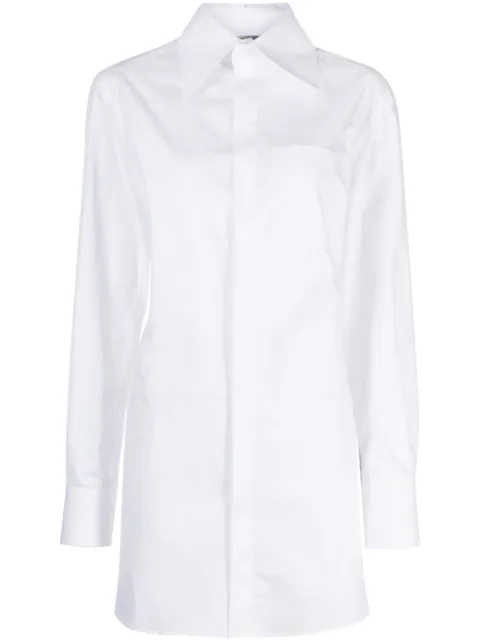 WOERA lace-up poplin shirt White N1036