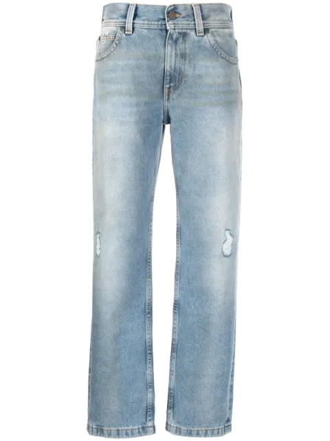 Palm Angels distressed-effect straight-leg jeans Blue PWYA030S23DEN0014060