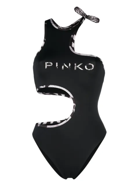PINKO cut-out logo-print swimsuit Black 101042A0S5ZN8