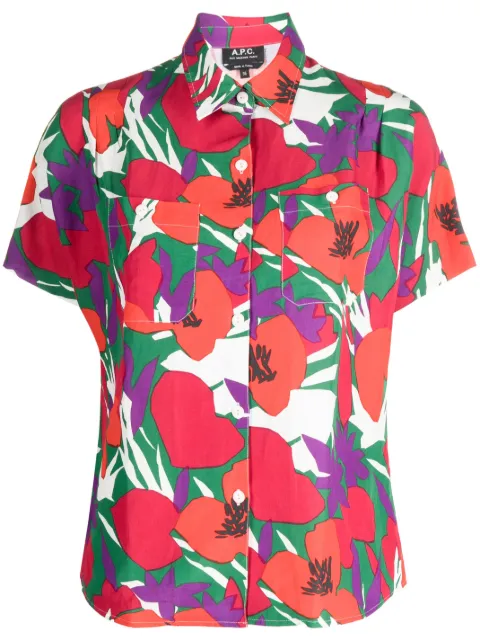 A.P.C. floral-print short-sleeved shirt Red VIAJQF12504