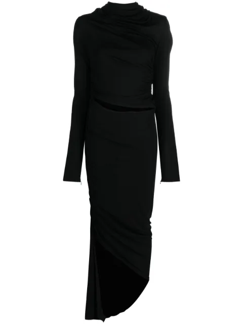 ANDREĀDAMO asymmetric draped midi dress Black ADPF23DR01315775