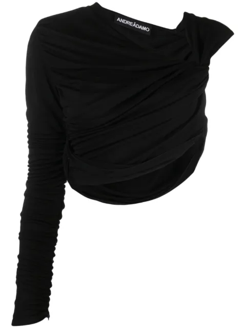 ANDREĀDAMO draped asymmetric top Black ADPF23TO02315775
