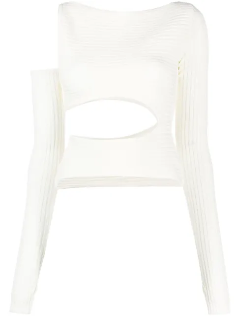 ANDREĀDAMO asymmetric cut-out top White ADPF23TO13770473