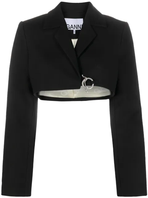 GANNI cropped organic cotton blazer Black F7730