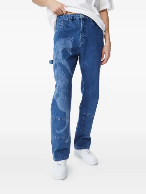 Les Benjamins horse-print jeans Blue LB23SSHOEMUDP003