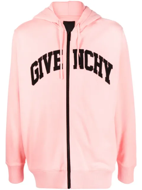 Givenchy logo-embroidered cotton hoodie Pink BMJ0K63YCB