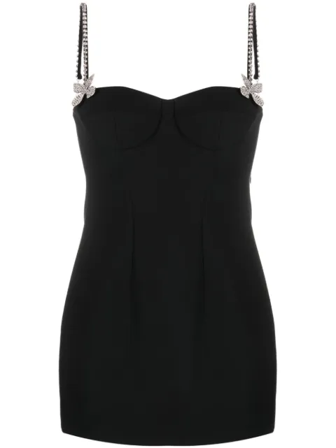AREA butterfly crystal-embellished mini dress Black 2303D12171
