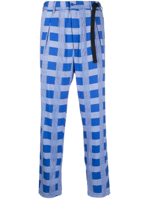 4SDESIGNS check-print trousers Blue 254097047