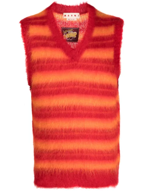 Marni brushed-mohair striped vest Red CVMG0076Q0UFU107