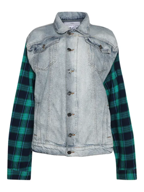 Natasha Zinko check sleeve denim jacket Blue SS23D2NZ4028759