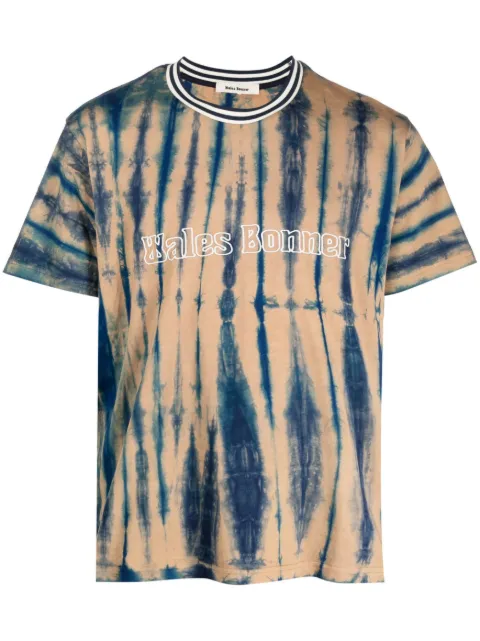 Wales Bonner logo-print tie-dye T-shirt Green MS23JE17JE015510