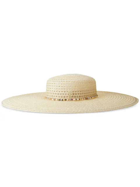 Maison Michel Bianca straw wide brim hat Neutrals 1082036001