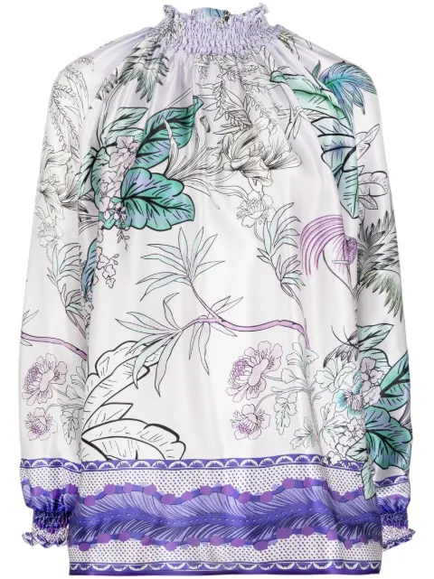 F.R.S For Restless Sleepers shirred-neck silk blouse Purple CA001011TE00706