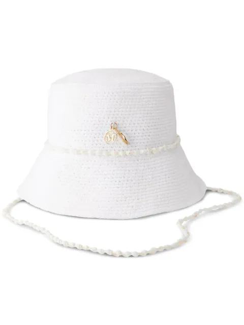 Maison Michel Axel shell-embellished knitted bucket hat White 2290053001