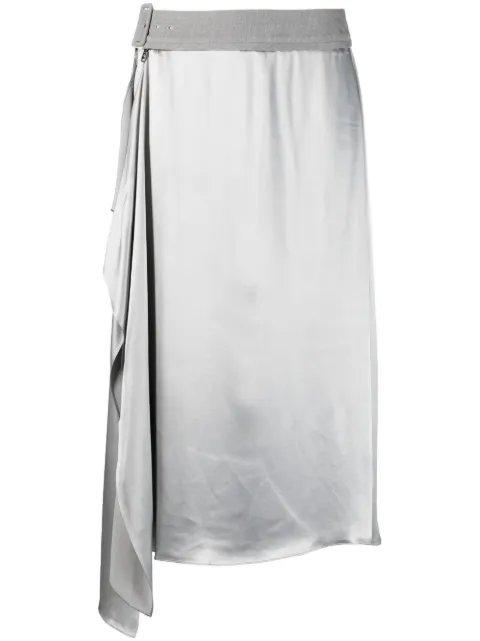 FENDI satin-finish midi skirt Silver FQ7449ANQ9