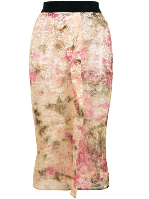 Aries Lace Fin midi skirt Neutrals STAR32500