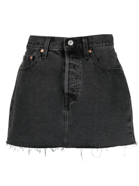 Levi's logo-patch short denim skirt Black A4694