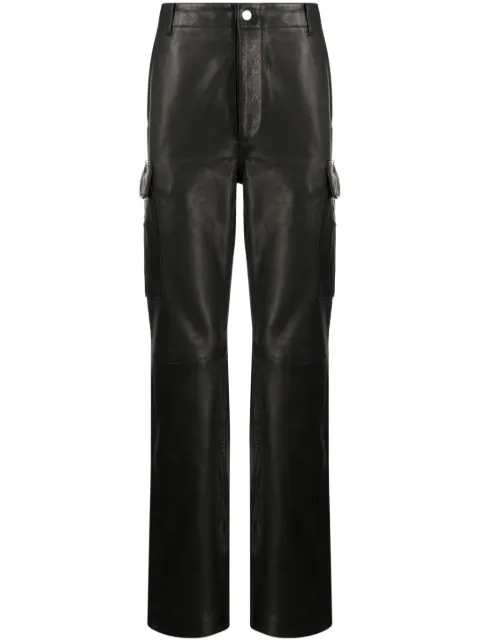 AMIRI logo-plaque polished-finish trousers Black PS23MLP003