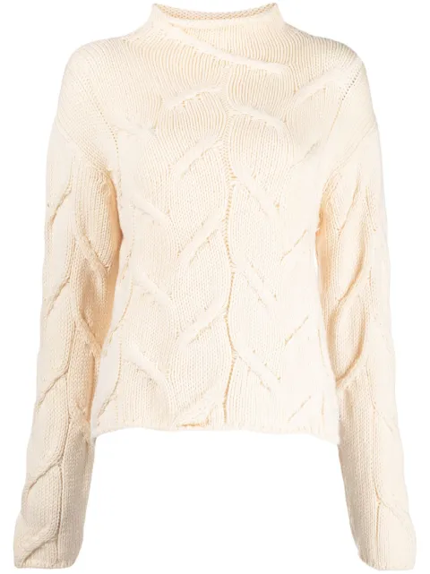 CHANEL Pre-Owned 1999 fisherman's knit mock-neck jumper White 99AP13655V00633AE536