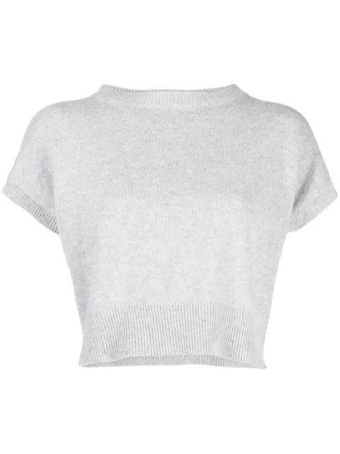 Teddy Cashmere Genova sleeveless cropped cashmere jumper Grey GENOVASLEEVELESS
