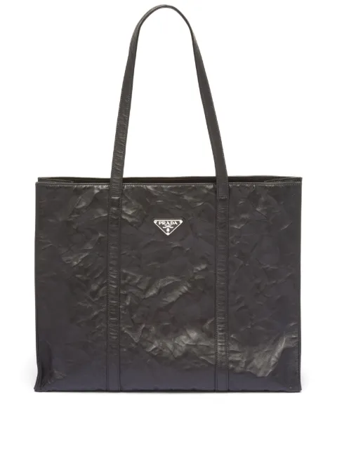 Prada large leather tote bag Black 1BG460VOOOUVL