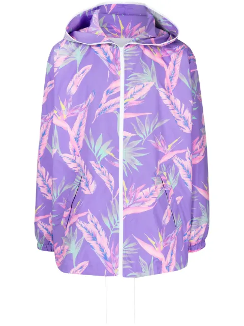 Fumito Ganryu botanical-print zipped jacket Purple FU9BL05
