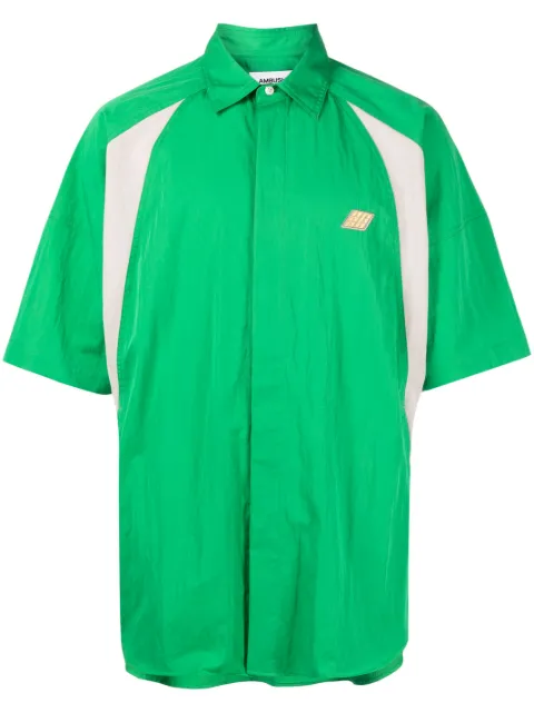 AMBUSH logo-patch dolman-sleeve shirt Green BMGA070S23FAB0015962