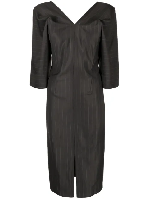 LITKOVSKA striped wool-silk dress Grey D06SS23