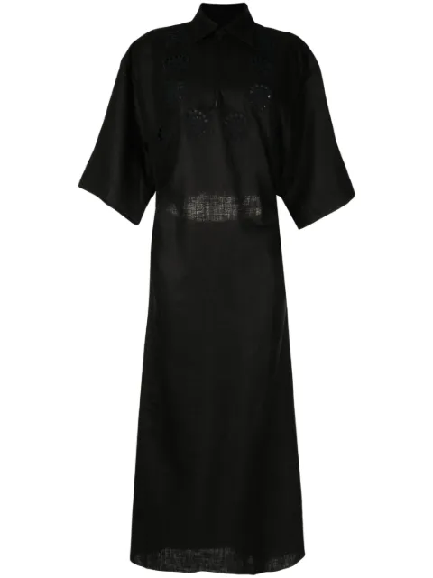 LITKOVSKA guipure-detailing linen dress Black D14SS23