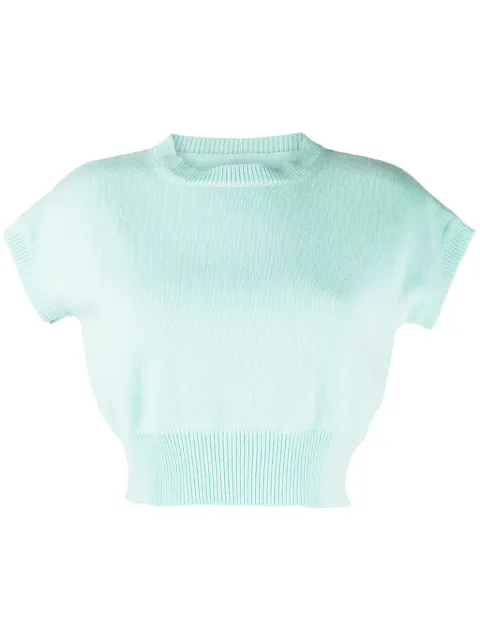 Teddy Cashmere Genova sleeveless cropped cashmere jumper Blue GENOVASLEEVELESS