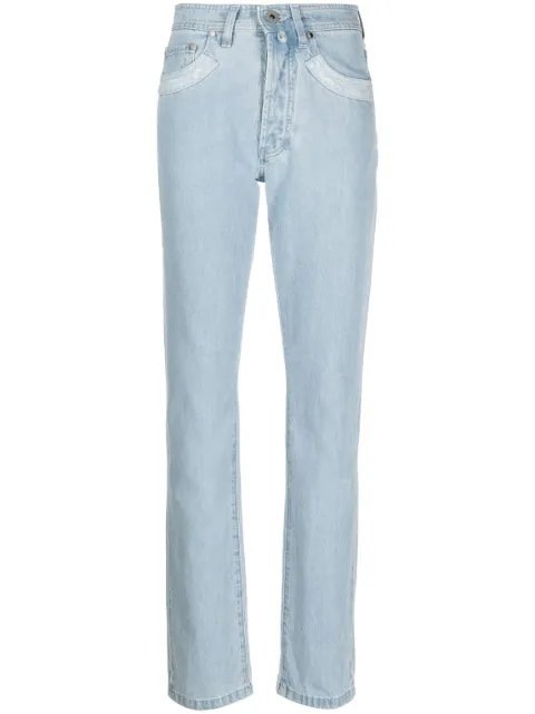032c Double Shift ripped-patch straight-leg jeans Blue W3020D