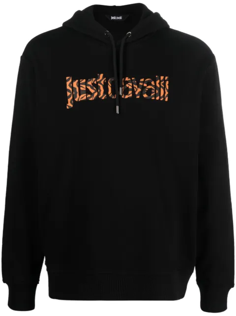 Just Cavalli logo-print cotton hoodie Black 74OBIG02CF300