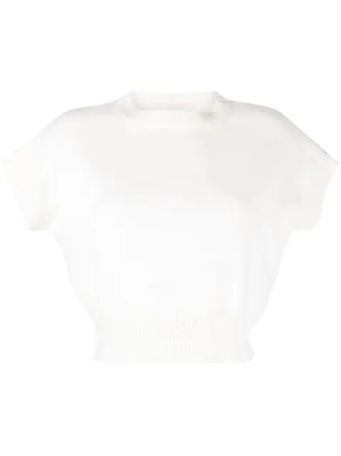Teddy Cashmere Genova sleeveless cropped cashmere jumper White GENOVASLEEVELESS